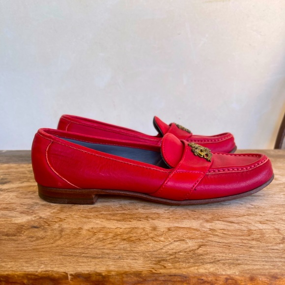 RALPH LAUREN Vtg 80’s Red Leather Loafers Crest Bench Made in Maine USA 8 RARE!! - Picture 5 of 12